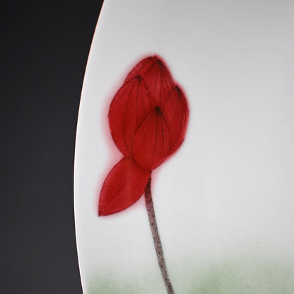 Massive Porcelain Lotus Platter ー橋詰 正英 "釉裏紅金彩蓮池図 大皿"