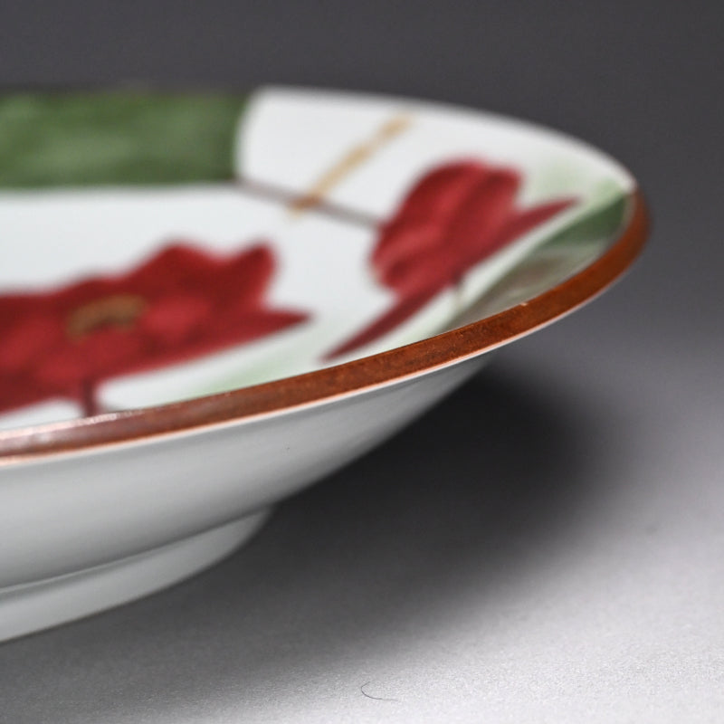 Massive Porcelain Lotus Platter ー橋詰 正英 "釉裏紅金彩蓮池図 大皿"
