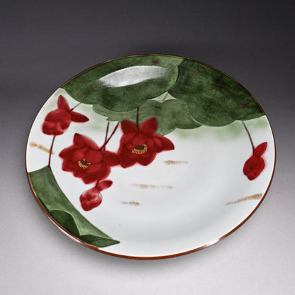 Massive Porcelain Lotus Platter ー橋詰 正英 "釉裏紅金彩蓮池図 大皿"