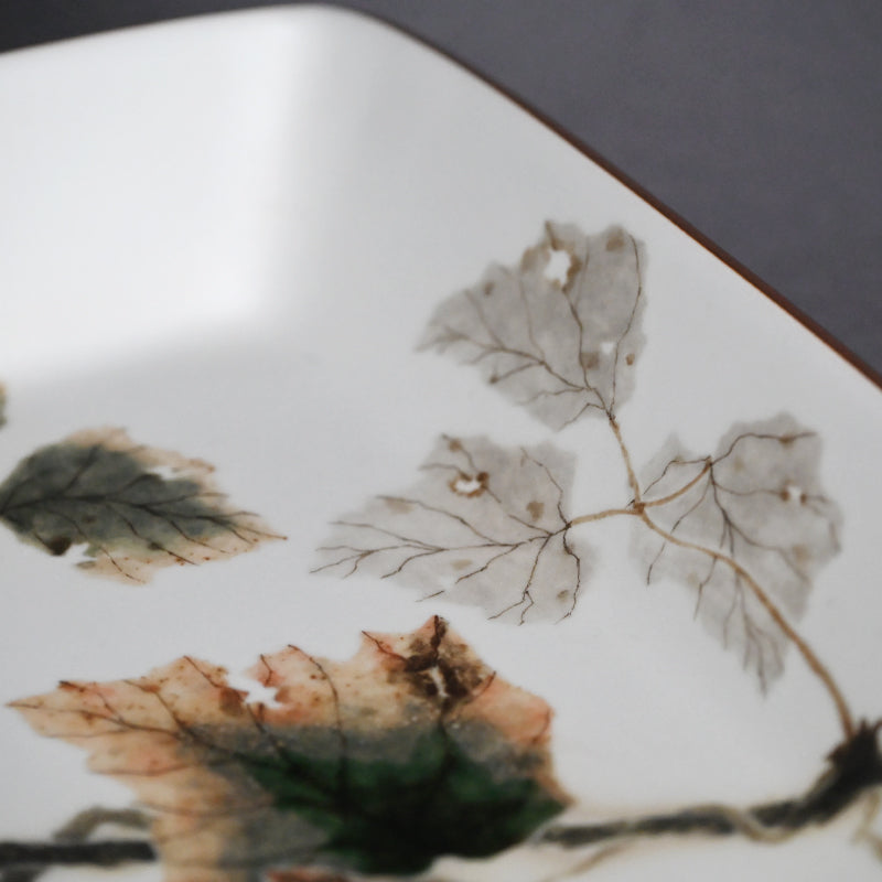 Large and Exquisite Serving Platter ー廣瀬 義之 "釉彩色絵あけび乃図 四角大皿"