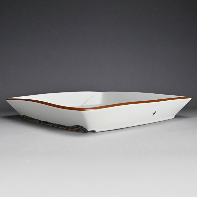 Large and Exquisite Serving Platter ー廣瀬 義之 "釉彩色絵あけび乃図 四角大皿"