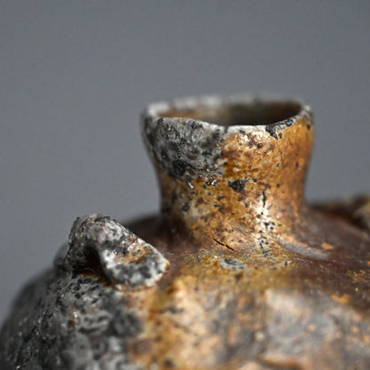 Bizen Yohen Tokkuri Sake Flask ー森 丁斎 “備前 手造り 窯変耳付徳利”
