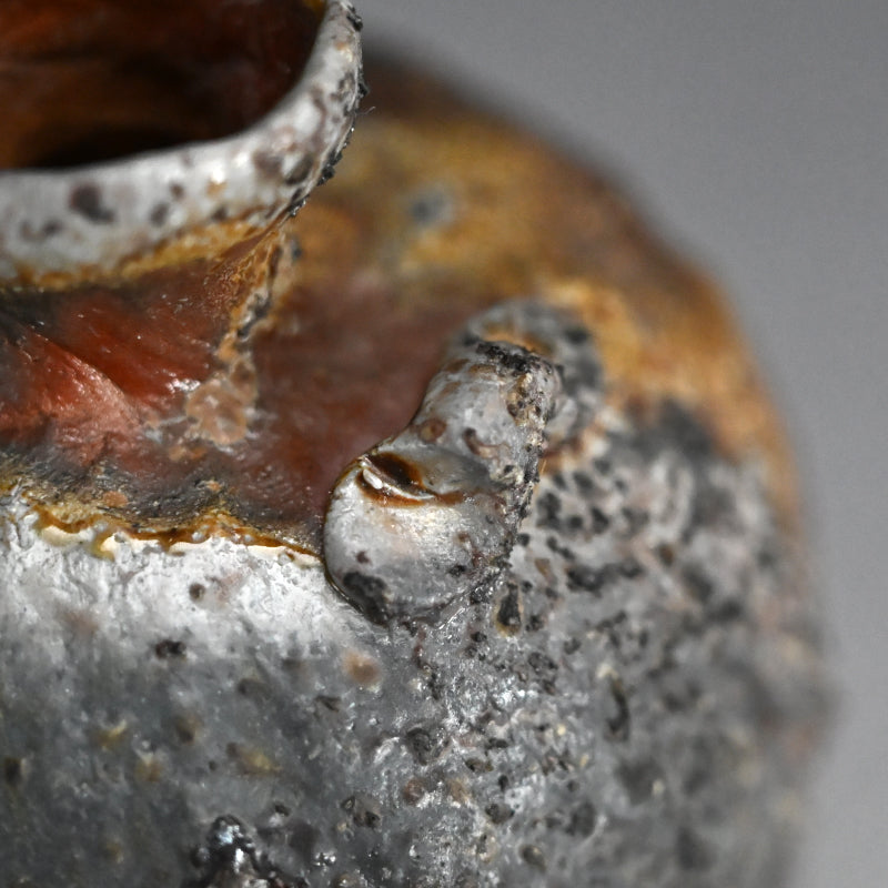 Bizen Yohen Tokkuri Sake Flask ー森 丁斎 “備前 手造り 窯変耳付徳利”