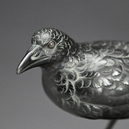 Antique Japanese Bronze Crow Okimono