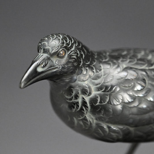 Antique Japanese Bronze Crow Okimono