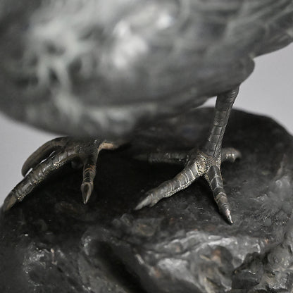 Antique Japanese Bronze Crow Okimono
