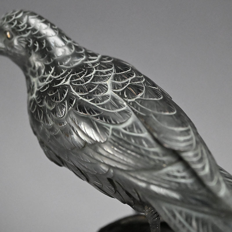 Antique Japanese Bronze Crow Okimono