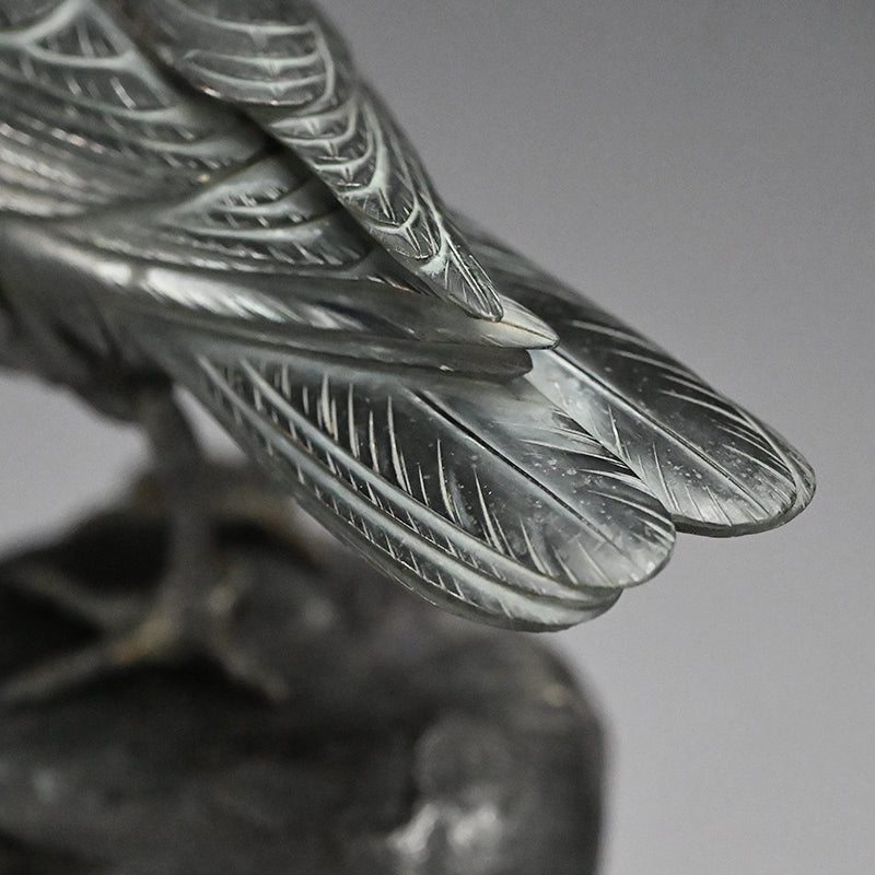 Antique Japanese Bronze Crow Okimono