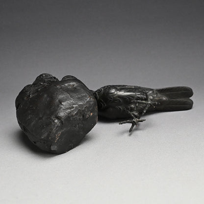 Antique Japanese Bronze Crow Okimono