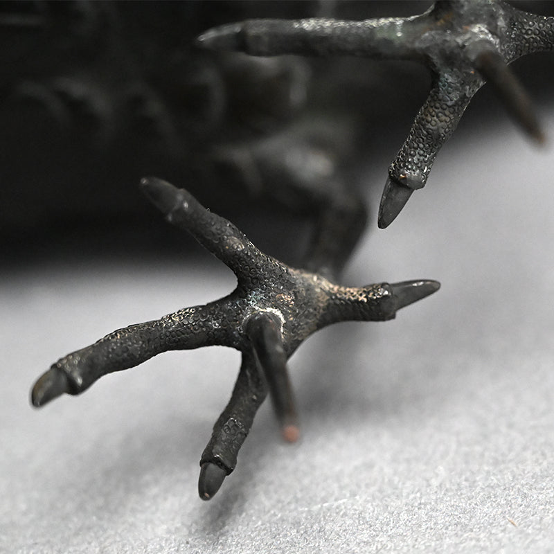 Antique Japanese Bronze Crow Okimono