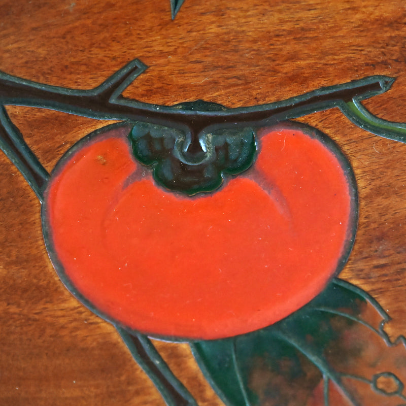 Sanuki-bori Lacquer Tray, Crow & Persimmon by Myosetsu