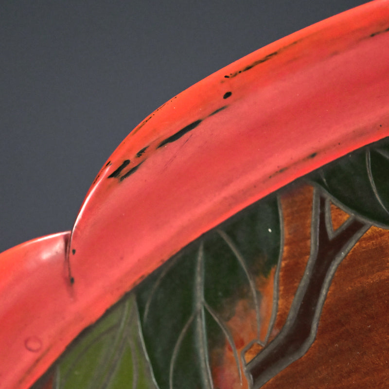 Sanuki-bori Lacquer Tray, Crow & Persimmon by Myosetsu