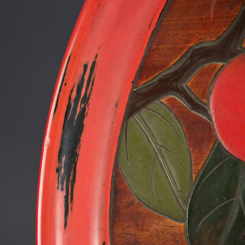Sanuki-bori Lacquer Tray, Crow & Persimmon by Myosetsu