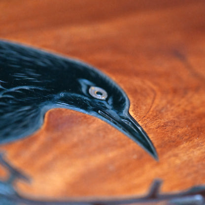 Sanuki-bori Lacquer Tray, Crow & Persimmon by Myosetsu