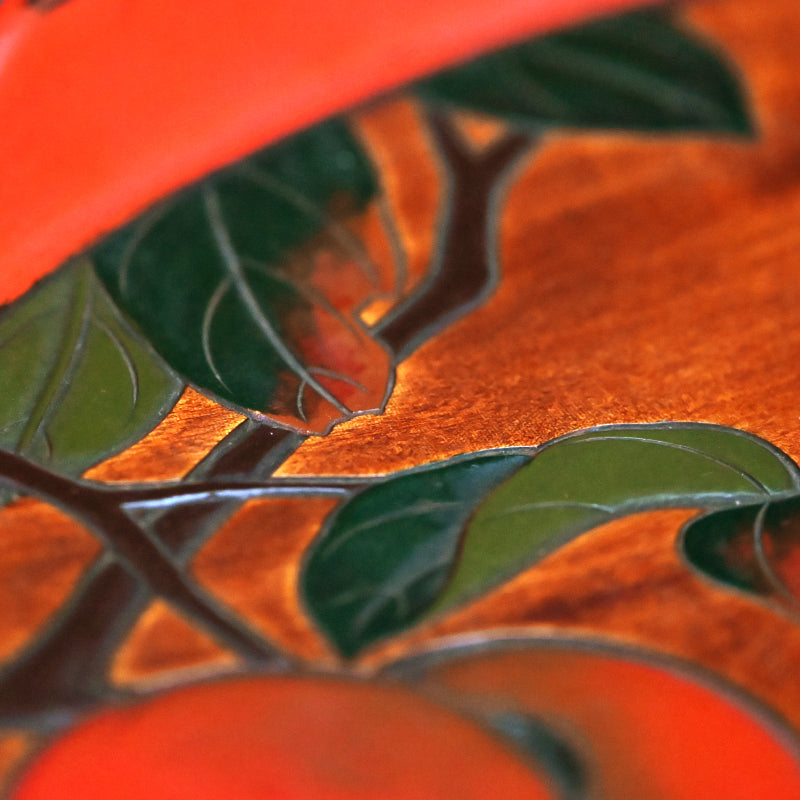 Sanuki-bori Lacquer Tray, Crow & Persimmon by Myosetsu