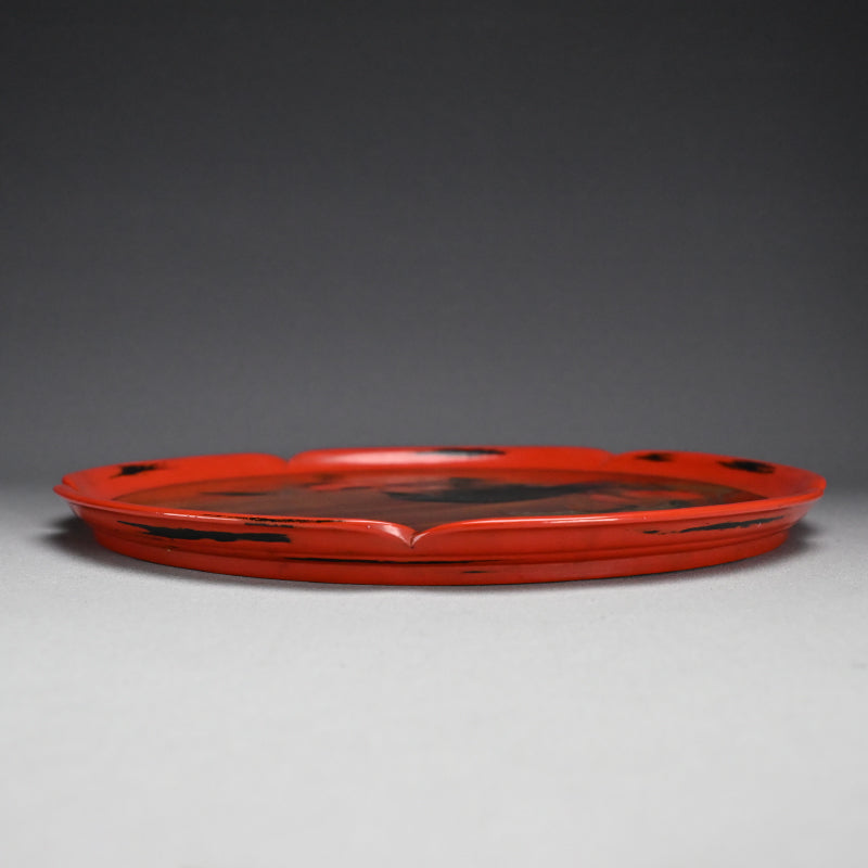 Sanuki-bori Lacquer Tray, Crow & Persimmon by Myosetsu
