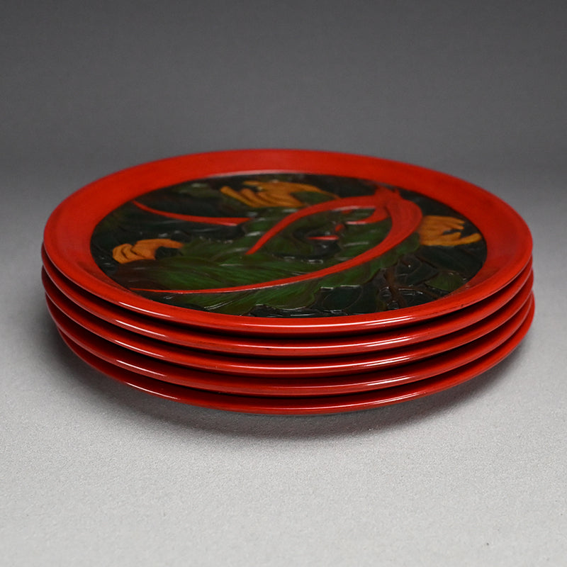 Boxed Sanuki-bori 5 pc. Tray Set ー森 象堂 "讃岐彫 小吸物膳"