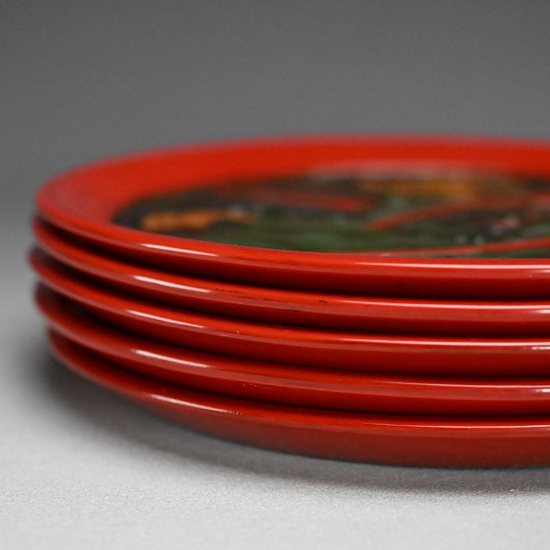 Boxed Sanuki-bori 5 pc. Tray Set ー森 象堂 "讃岐彫 小吸物膳"