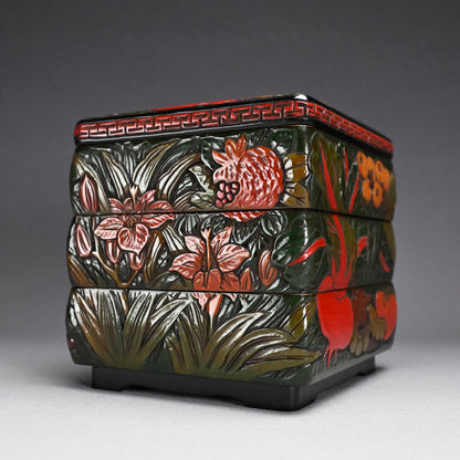 Sanuki-bori Jubako Lacquer Stacking Box by Kenjo