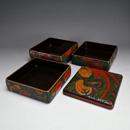 Sanuki-bori Jubako Lacquer Stacking Box by Kenjo