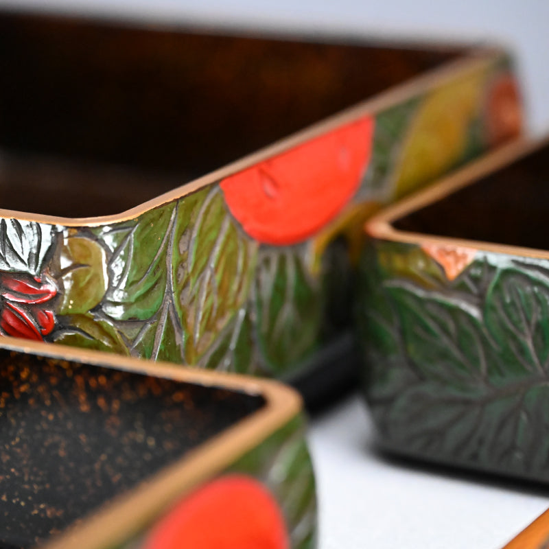 Sanuki-bori Jubako Lacquer Stacking Box by Kenjo