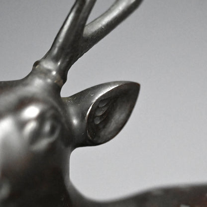 Japanese Deer Okimono Bronze Sculpture ー初代 中島 保美 "鋳銅鹿置物"