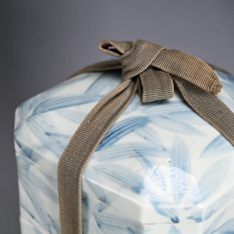 Porcelain Stacking Box Set Decorated ー藤井 達吉 "染付竹文 重箱"