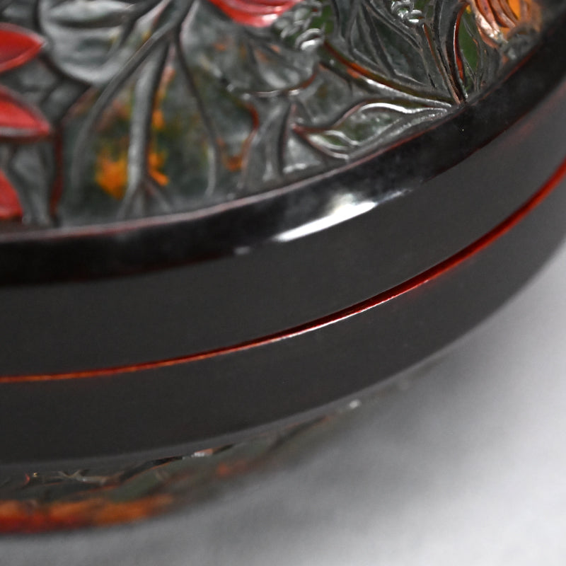 Sanuki-bori Carved & Lacquered Container by Kozan