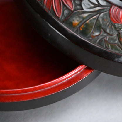 Sanuki-bori Carved & Lacquered Container by Kozan