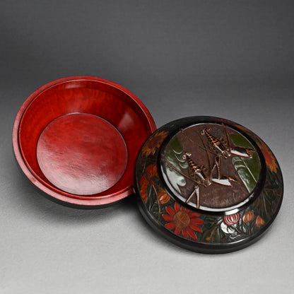 Sanuki-bori Carved & Lacquered Container by Kozan