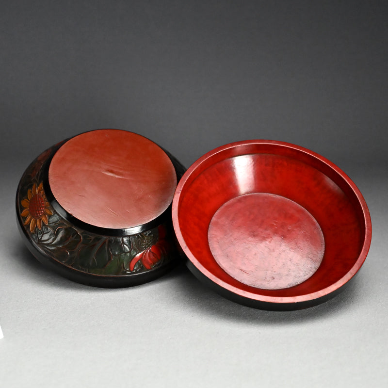 Sanuki-bori Carved & Lacquered Container by Kozan