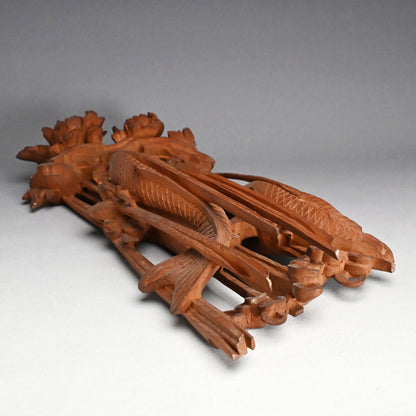 Carved Image of Carp Ascending a Waterfall