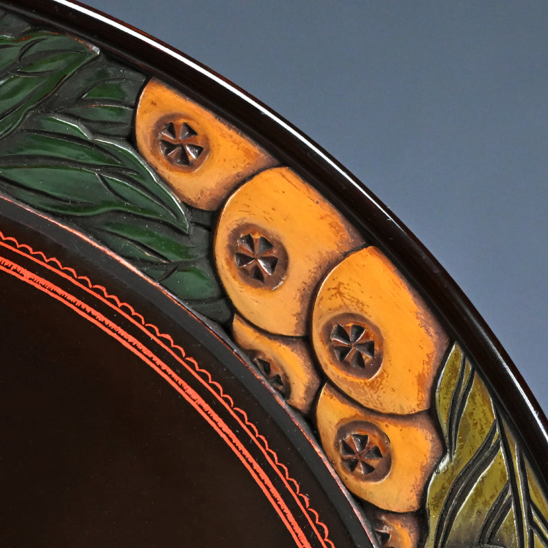 Carved Sanuki-bori Lacquer Tray ー森 象堂 "讃岐彫 蒟醤盆"