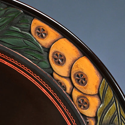 Carved Sanuki-bori Lacquer Tray ー森 象堂 "讃岐彫 蒟醤盆"