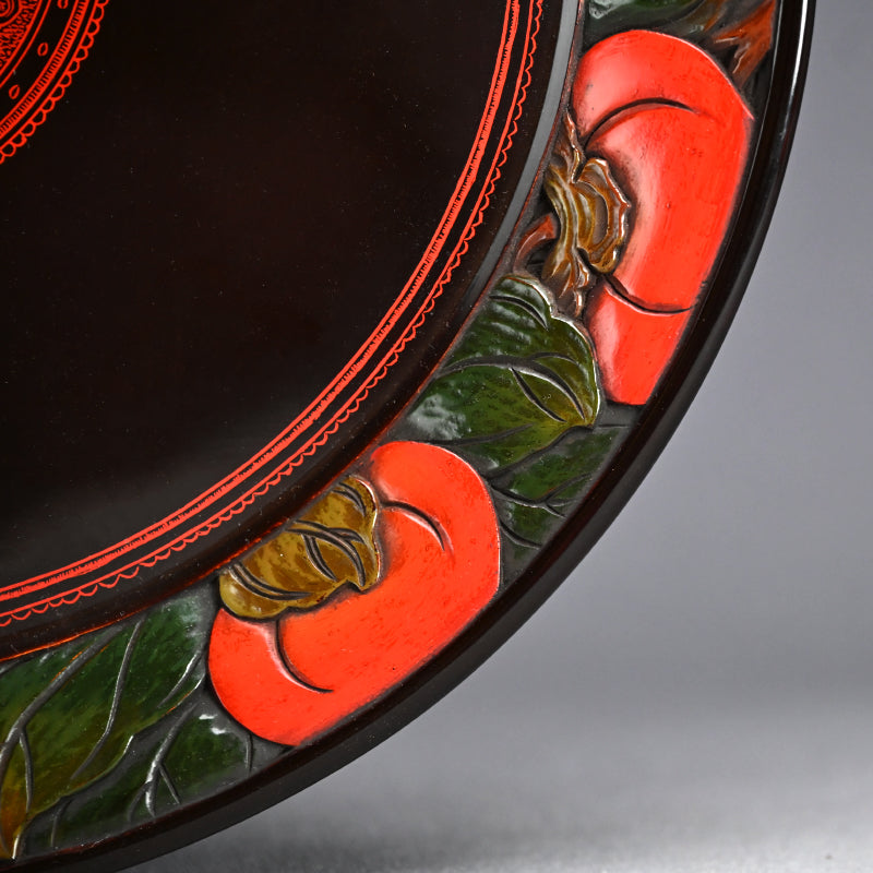 Carved Sanuki-bori Lacquer Tray ー森 象堂 "讃岐彫 蒟醤盆"