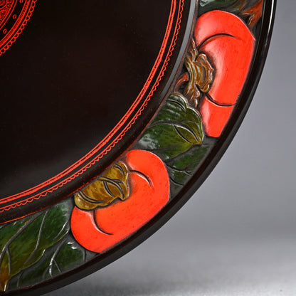 Carved Sanuki-bori Lacquer Tray ー森 象堂 "讃岐彫 蒟醤盆"
