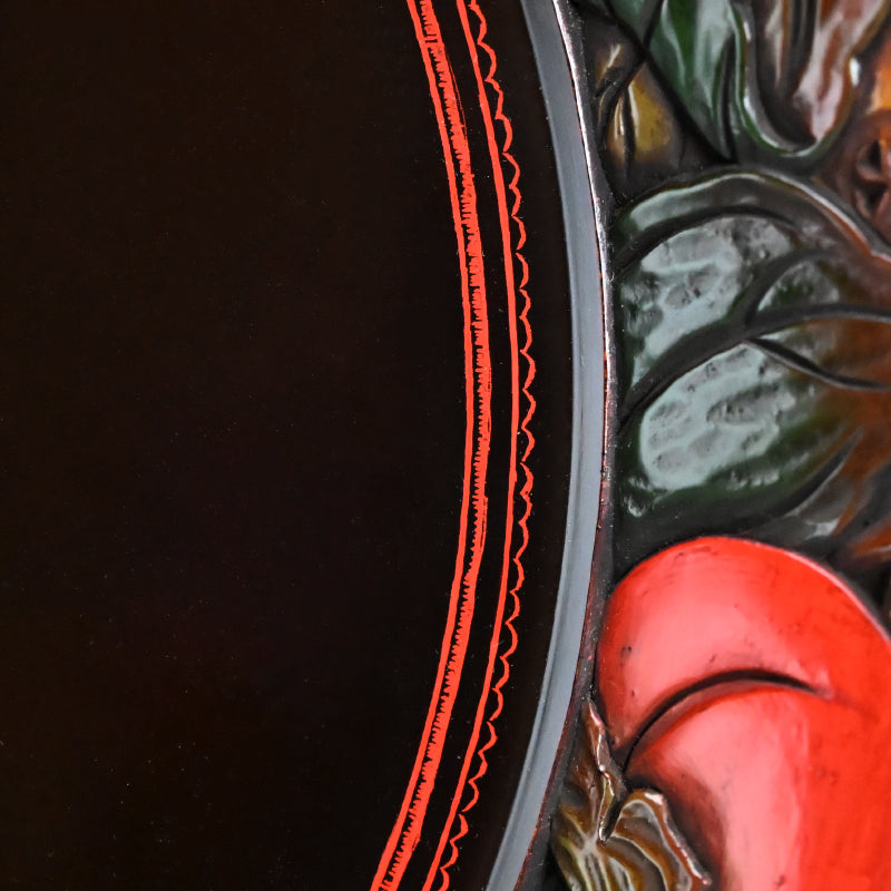 Carved Sanuki-bori Lacquer Tray ー森 象堂 "讃岐彫 蒟醤盆"