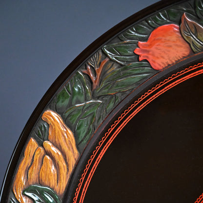Carved Sanuki-bori Lacquer Tray ー森 象堂 "讃岐彫 蒟醤盆"