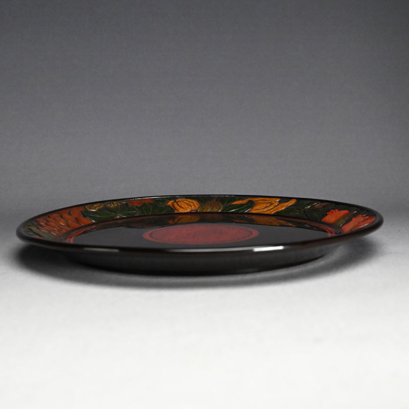 Carved Sanuki-bori Lacquer Tray ー森 象堂 "讃岐彫 蒟醤盆"