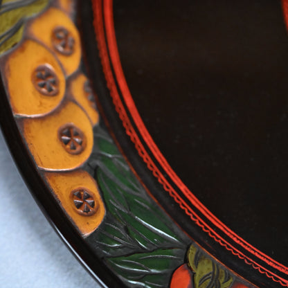Carved Sanuki-bori Lacquer Tray ー森 象堂 "讃岐彫 蒟醤盆"