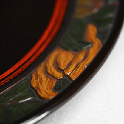 Carved Sanuki-bori Lacquer Tray ー森 象堂 "讃岐彫 蒟醤盆"