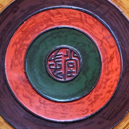 Carved Antique Sanuki-bori Sweets-dish ー森 象堂 "讃岐彫 菓子器 福自天来画 蝙蝠図"