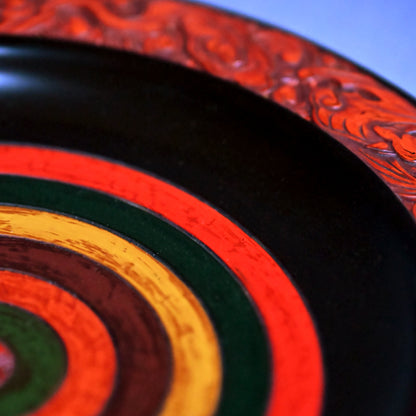 Carved Antique Sanuki-bori Sweets-dish ー森 象堂 "讃岐彫 菓子器 福自天来画 蝙蝠図"