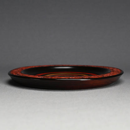 Carved Antique Sanuki-bori Sweets-dish ー森 象堂 "讃岐彫 菓子器 福自天来画 蝙蝠図"