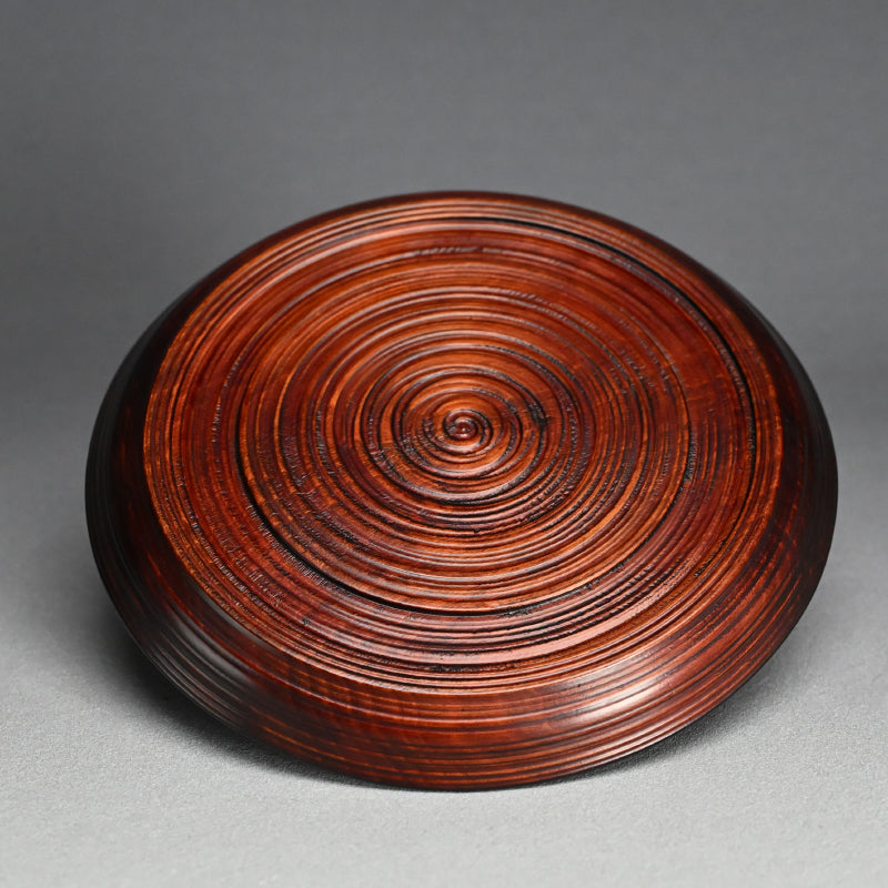 Carved Antique Sanuki-bori Sweets-dish ー森 象堂 "讃岐彫 菓子器 福自天来画 蝙蝠図"