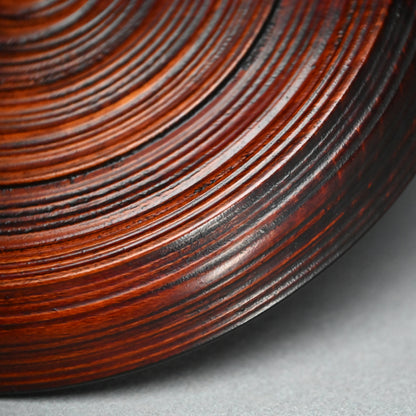 Carved Antique Sanuki-bori Sweets-dish ー森 象堂 "讃岐彫 菓子器 福自天来画 蝙蝠図"