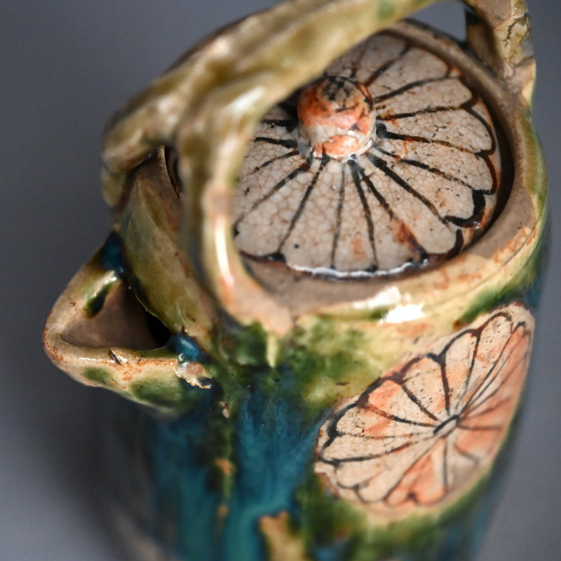 Antique Japanese Seto-Oribe Sake Tsugi Tokkuri