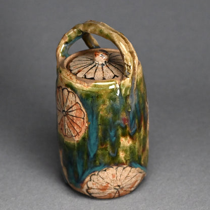 Antique Japanese Seto-Oribe Sake Tsugi Tokkuri