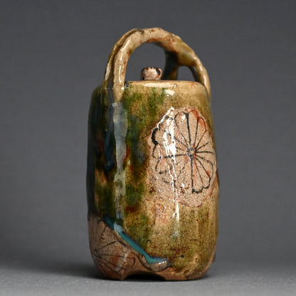 Antique Japanese Seto-Oribe Sake Tsugi Tokkuri