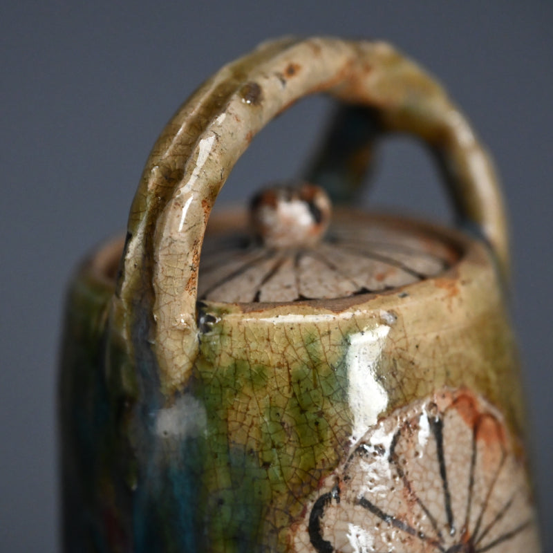 Antique Japanese Seto-Oribe Sake Tsugi Tokkuri